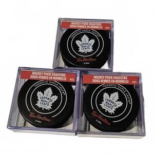 Tim Hortons Toronto Maple Leafs Puck Coaster Set / 3 Sets / 4 per package / New